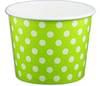 12oz Yogurt Paper Cup Lime Green with White Polka Dots 1,000/case
