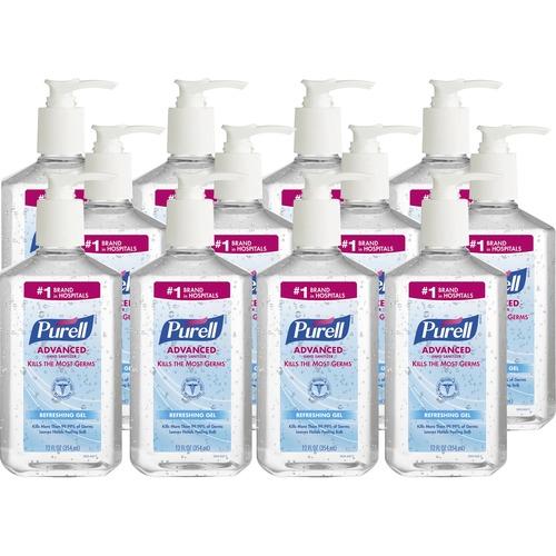 Advanced Refreshing Gel Hand Sanitizer, Clean Scent, 12 oz Pump Bottle, Carton