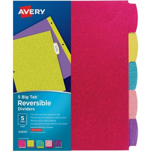 Assorted Glitter Dividers 5-Tab