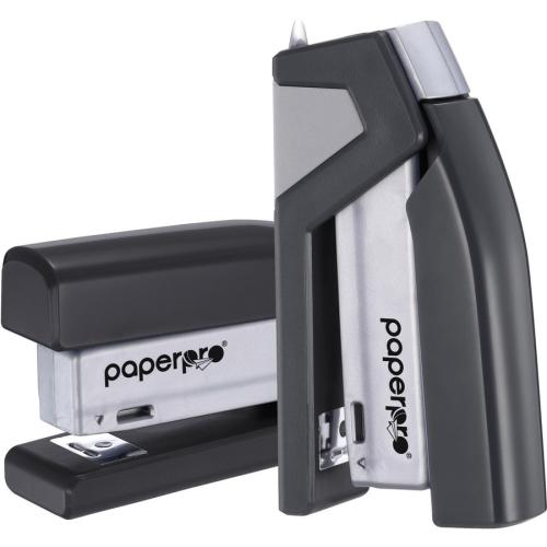 Bostitch 500 Compact Stapler - Staples Upto 15 Sheet - Half Strip - Black, Gray - 1 Each