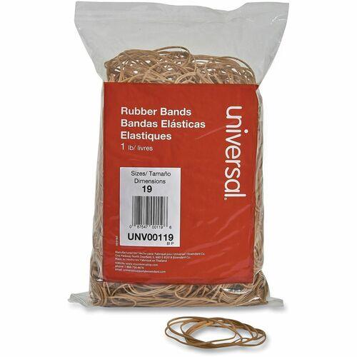 Rubber Bands, Size 19, 0.04" Gauge, Beige, 1 lb Bag, 1,240/Box