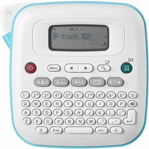 P-touch P-touch PT-N20 - Thermal Transfer - 0.47 in/s Mono - 3 Fonts - 3 Font Size - 7 Text Style - 180 dpi - Label - 0.47" - Battery - 6 Batteries Supported - AAA - White, Teal - Desktop, Handheld - QWERTY, Manual Cutter, Auto Numbering, Horizontal Align
