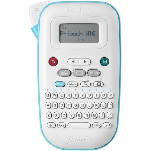 P-touch P-touch PT-N10 - Thermal Transfer - 0.35 in/s Mono - 3 Fonts - 3 Font Size - 6 Text Style - 180 dpi - Label - 0.47" - Battery - 6 Batteries Supported - AAA - White, Teal - Handheld - QWERTY, Manual Cutter, Horizontal Alignment, Vertical Printing, 