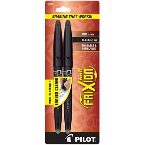 Pen, Frixion,Eras,0.7M, Black 2pk