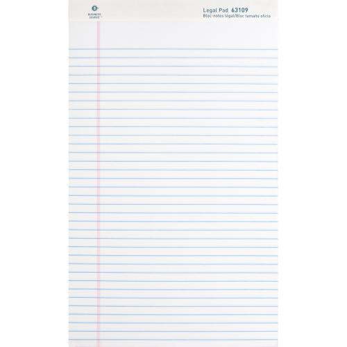 Business Source Note Pad White,  Legal-ruled 8.5 x 14"  50 sheets
