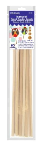 Wooden Dowel Assorted Round Natural (10/Bag)