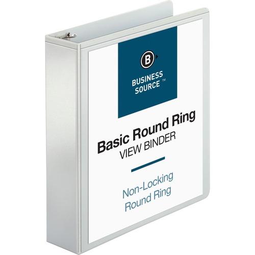 Business Source Round-ring  2" Binder- Letter - 8 1/2" x 11" Sheet Size - 225 Sheet Capacity White