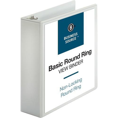 Business Source Round-ring 3" Binder Capacity, Letter, 8 1/2" x 11" Sheet Size, 625 Sheet Capacity, White