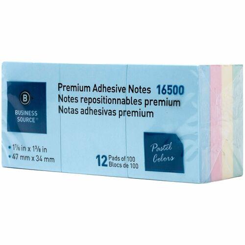 Post-it Pastel Adhesive Notes - 1.5"x2" - Rectangle - Unruled 12/PK