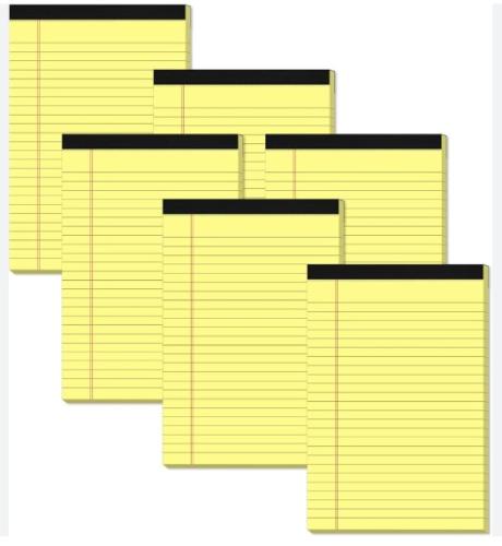 Business Source Micro-Perforated Legal Ruled Pads - 1 Subject(s) - Stapled/Tapebound - Wide Ruled, Legal Ruled Front Ruling - Ruled Margin - 16 lb Basis Weight - Letter - 8 1/2" x 11" Sheet Size - Ivory Paper - Chipboard Cover - Micro Perforated, Sturdy B