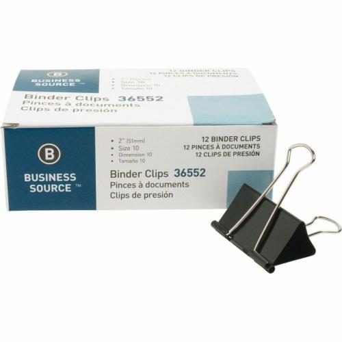 Business Source Binder Clips - Large - 2" Length x 2" Width - 1" Size Capacity - 1Dozen