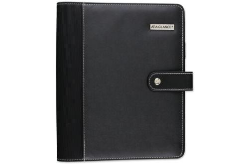 AT-A-GLANCE Undated Faux Leather Fashion Starter Set, 7 Ring, Black, Desk Size, 5 1/2" x 8 1/2"