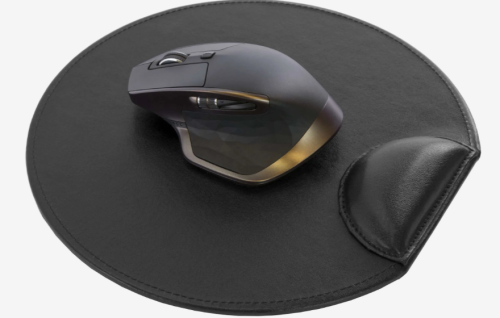Black Faux Leather Mouse Pad