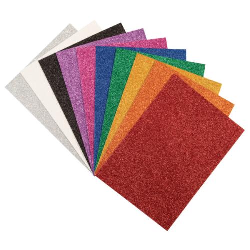Creativity Street WonderFoam Glitter Sheets, 10 Assorted Colors, 8-1/4" x 11-7/10", 10 Sheets