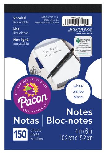 White 4x6 Note Pad 150ct