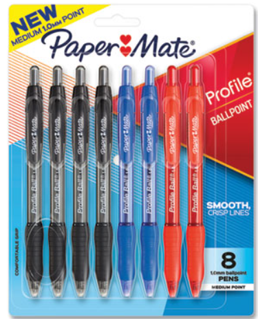 Profile Ballpoint Pen, Retractable, Medium 1 mm, Assorted Ink and Barrel Colors, 8/Pack