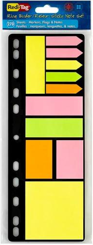 Ring Binder Note Set, Assorted Sizes And Colors, 270 Sheets/set, 5 Sets/box