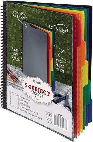 5 Subject 10 Pocket Organizer (Red, Orange, Green, Blue, Yellow)