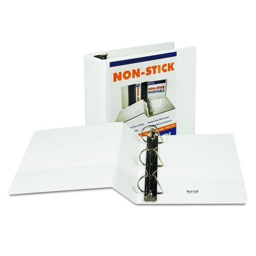 Samsill 4"-Inch Non-Stick D-Ring View Binder, White
