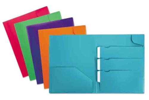 Divide It Up Four-Pocket Poly Folder, 110-Sheet Capacity, 11 x 8.5, Randomly Assorted Colors