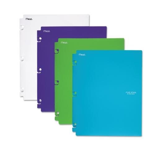 Snap-In Plastic Folder, 20 Sheets, 8 1/2 x 11, Assorted, Snap Closure, 2/Set