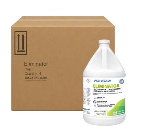 Eliminator instant odor counteractant and drainline maintainer liquid bacteria w/enzymes. 4 Gal/Cs