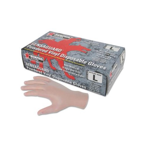 MEMPHIS GLOVE Disposable Vinyl Gloves, Gauntlet, Powdered, 5 mil, Medium
