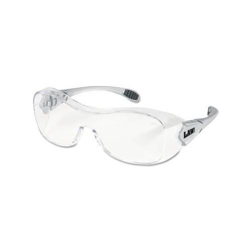 CREWS Law OTG Protective Eyewear, Clear Lens, Polycarbonate, Anti-Fog, Silver Frame