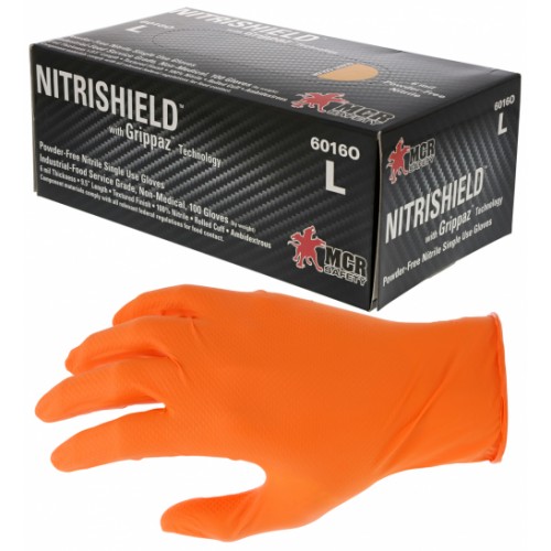NitriShield® with Grippaz™ Technology 6 mil Orange Nitrile 9.5 Inch Length, XLarge
