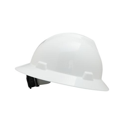 MSA V-Gard Protective Hats, Fas-Trac Ratchet, Slotted Hat, White