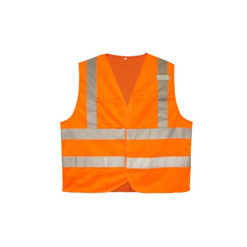 SELF-EXTINGUISHING ORANGE CLASS 2 MESH SAFETY VEST LARGE