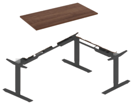 Sit-Stand Kit with L-Shaped Work Surface - Mahogany