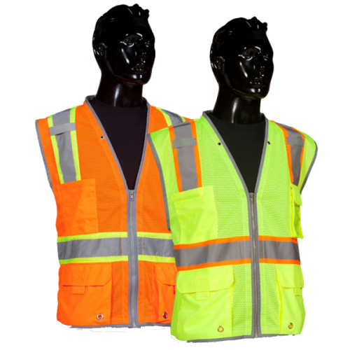 CSVT-201 Class 2 Premium Surveyors Mesh Vest, Orange, Size X-Large