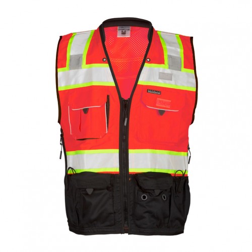 Premium Surveyors Vest - Fluorescent Red Large