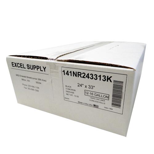 12-16 Gallon Can Liner 24 X 33 Black 0.55 Mil