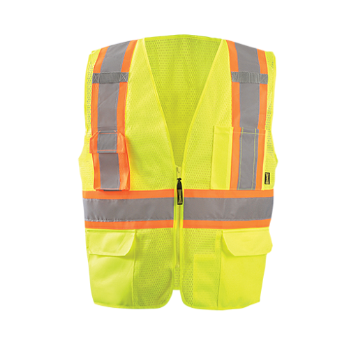 *High Visibility Two-Tone Surveyor "X" Back Mesh Vest Orange 5X