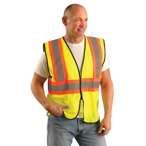 *High Visibility Value Mesh Two-Tone Safety Vest, 2X/3X, Yellow
