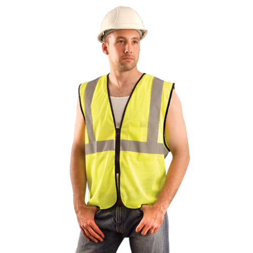 *High Visibility Value Mesh Standard Zipper Safety Vest, Small/Medium, Yellow