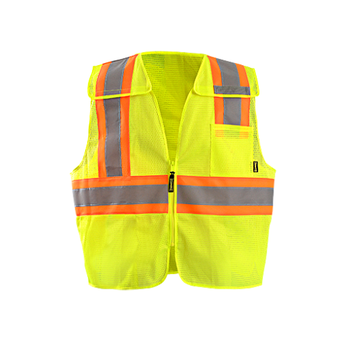 *5 Pt. Break-Away Two Tone Mesh Vest, Extra-Large, Yellow