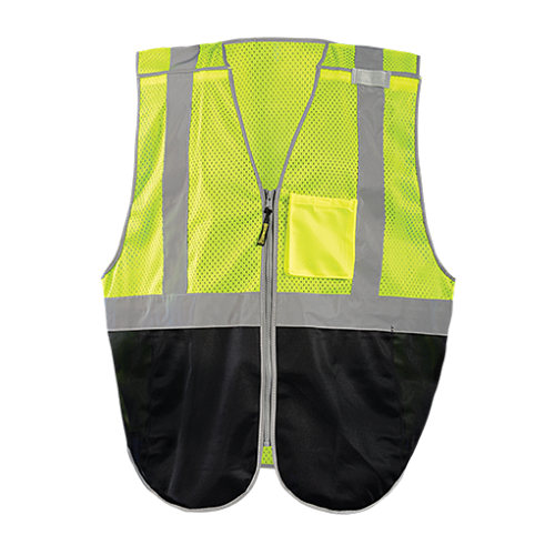 *MESH/SOLID BLACK BOTTOM 5-PT. BREAK-AWAY VEST w-QUICK RELEASE ZIPPER, XL, Yellow