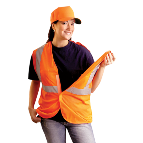 *High Visibility Classic Mesh 5-pt. Break-away Safety Vest, Orange S/M