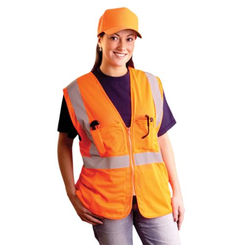*High Visibility Classic Mesh Surveyor Safety Vest, Orange L/XL