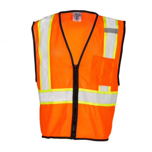 Single Pocket Contrasting Mesh Vests - Orange SMALL-MEDIUM