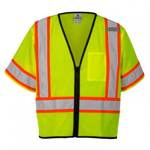 Single Pocket Contrasting Mesh Vest Lime S/M