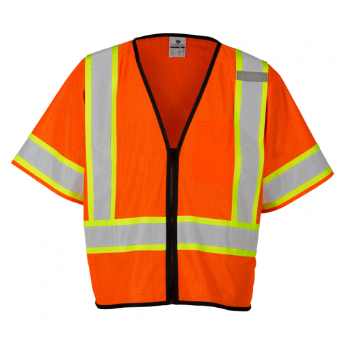 Single Pocket Contrasting Mesh Vest Orange 2X/3X
