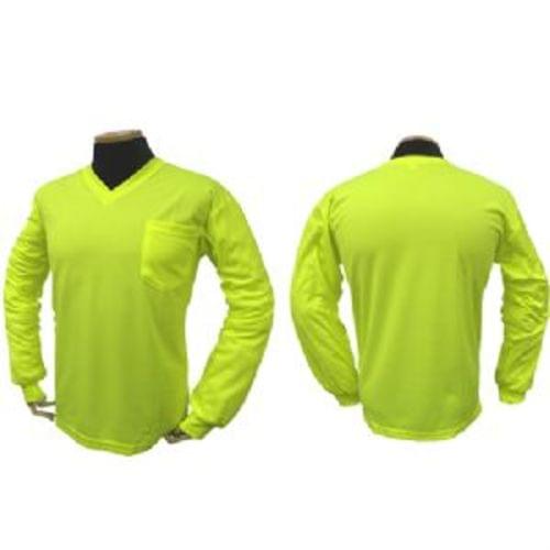 TLBE135 Non-ANSI Long Sleeve V-Neck T-Shirt Lime with Chest Pocket 2XL