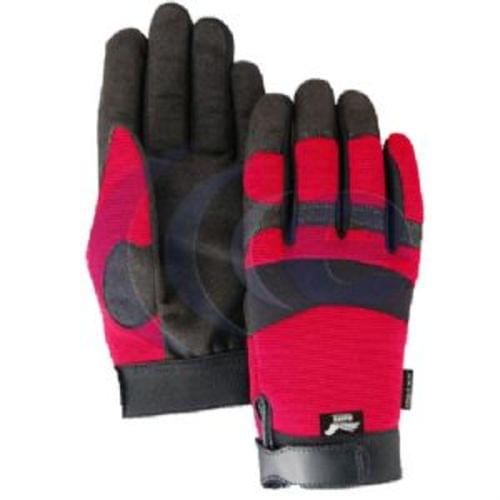 ARMOR SKIN Synthetic Leather, Red Knit Back, Velcro Wrist, Mechanics Style Glove. 2XL