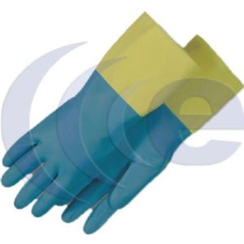 Neoprene Over Latex, Flock Lined, 1;, 28 Mil, Blue Over Yellow - Large