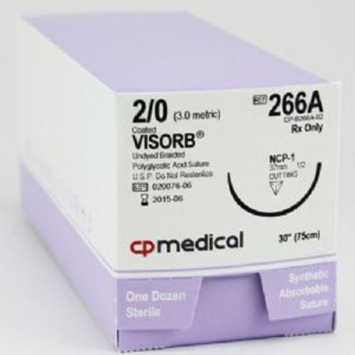 CP MEDICAL VISORB ABSORBABLE SUTURE 2;0 PGA Undyed 30 CP-1