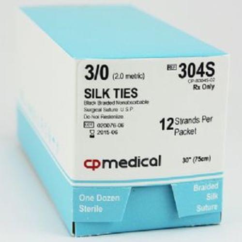 CP MEDICAL NATURAL SILK NON-ABSORBABLE SUTURE 3;0 Silk Black 30" Non-Needle